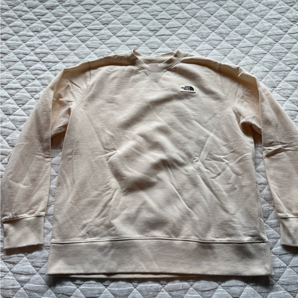 The North Face Cream Crewneck Sweater Ribbed Cuffs